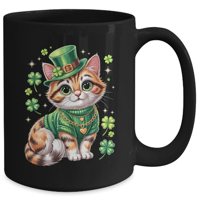St Patricks Day Cat Leprechaun Hat Shamrock Cute Women Girls Mug | siriusteestore