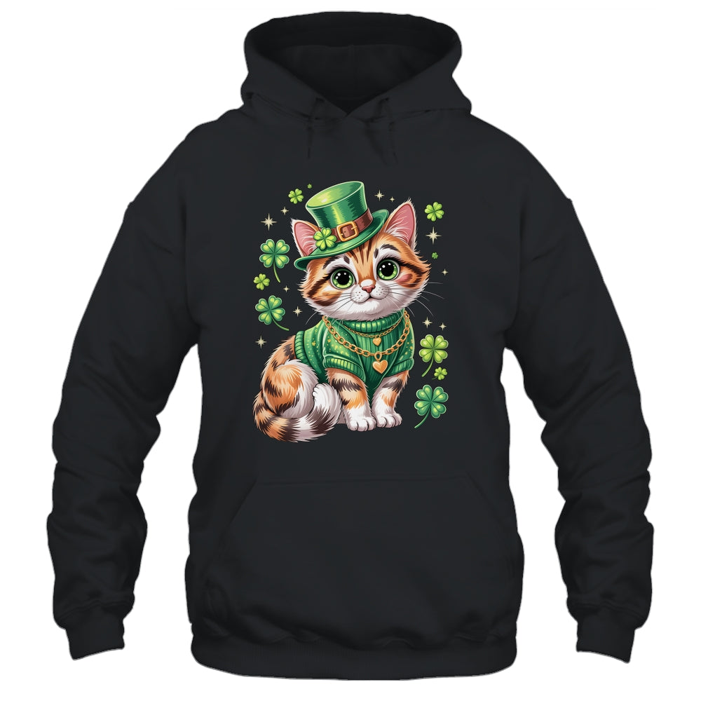 St Patricks Day Cat Leprechaun Hat Shamrock Cute Women Girls Shirt & Hoodie | siriusteestore