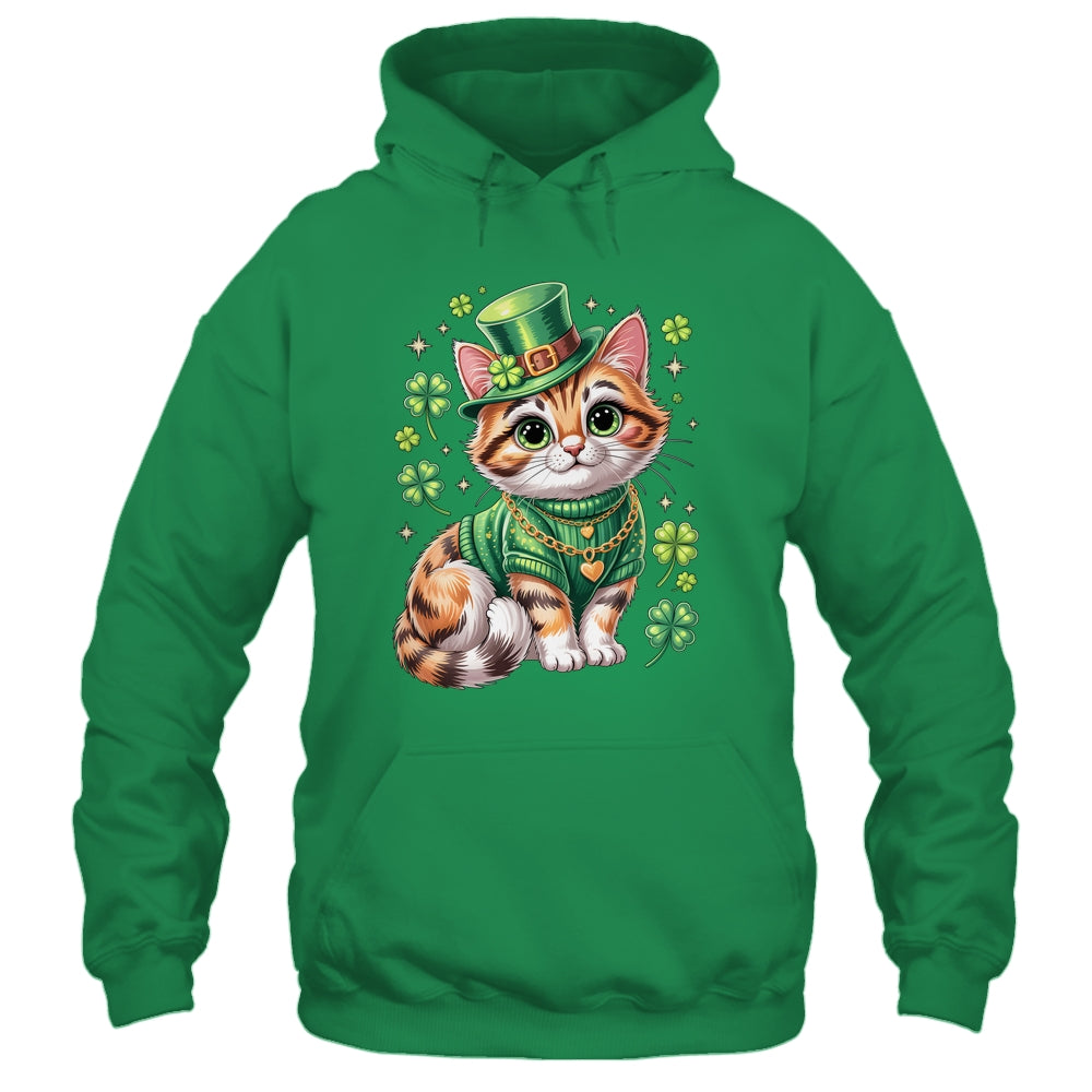 St Patricks Day Cat Leprechaun Hat Shamrock Cute Women Girls Shirt & Hoodie | siriusteestore