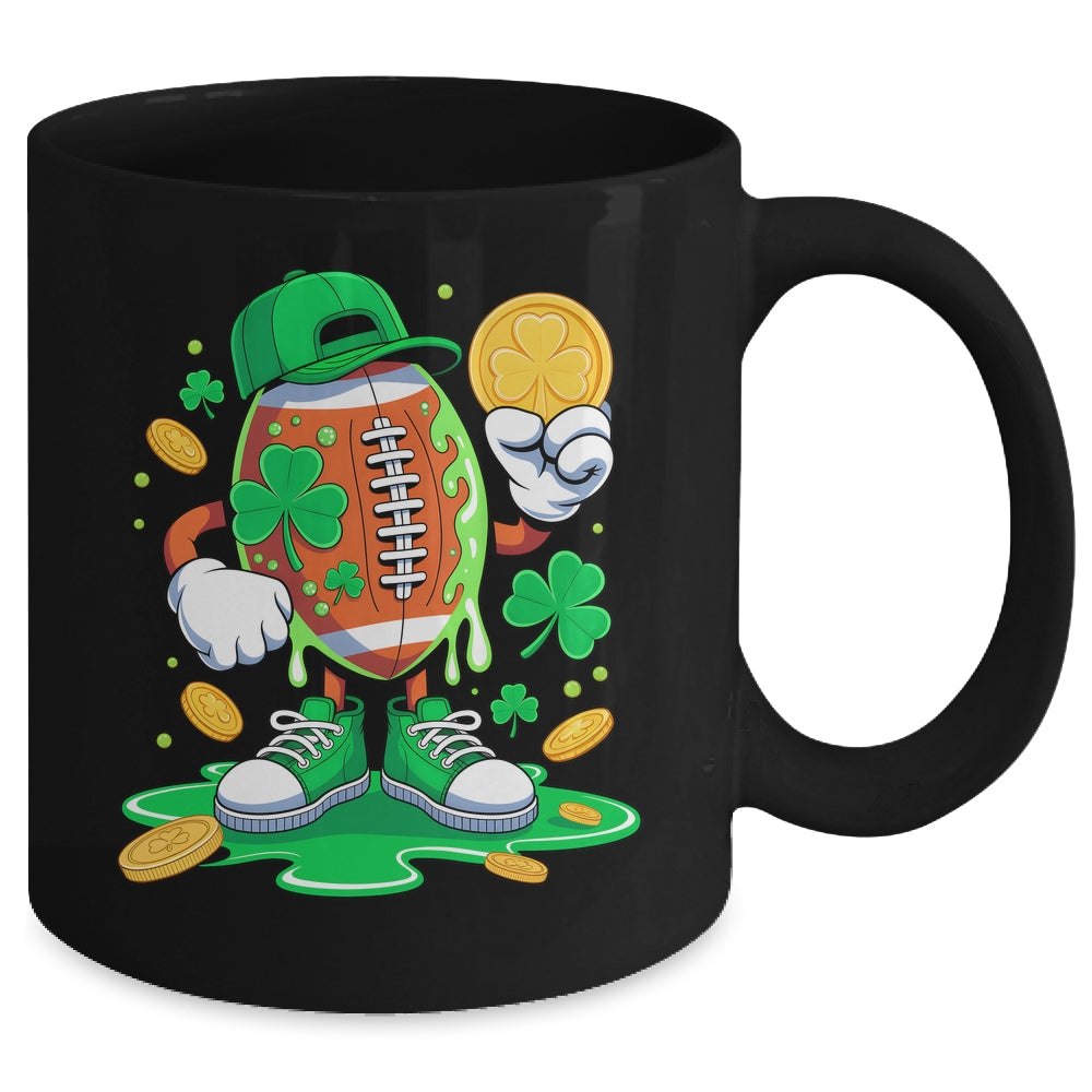 St Patricks Day Football Drip Shamrock Boys Men Sports Mug | siriusteestore