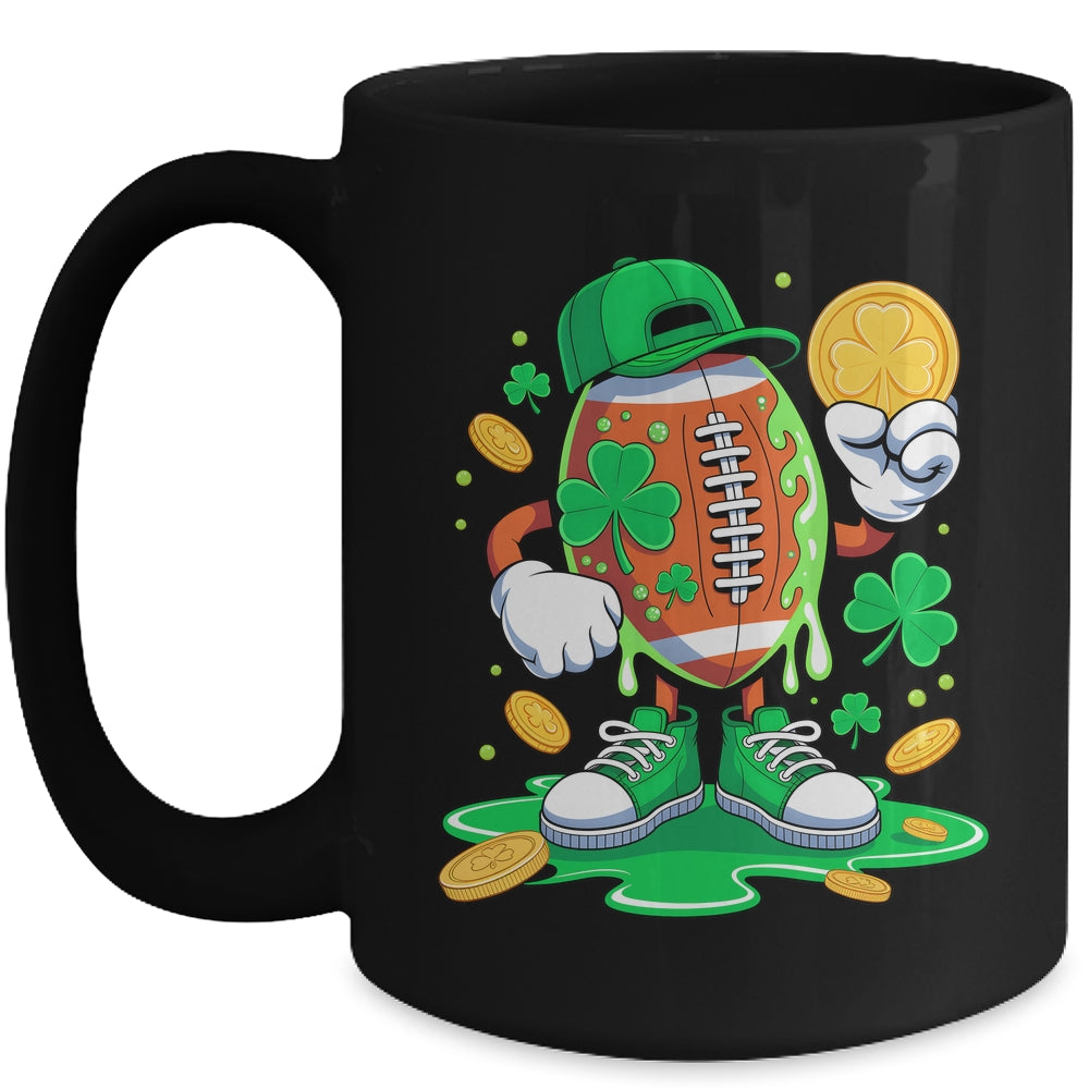 St Patricks Day Football Drip Shamrock Boys Men Sports Mug | siriusteestore