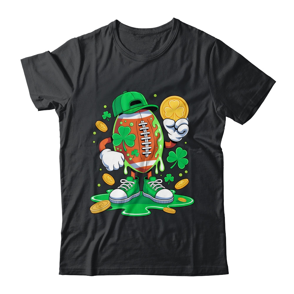 St Patricks Day Football Drip Shamrock Boys Men Sports Shirt & Hoodie | siriusteestore