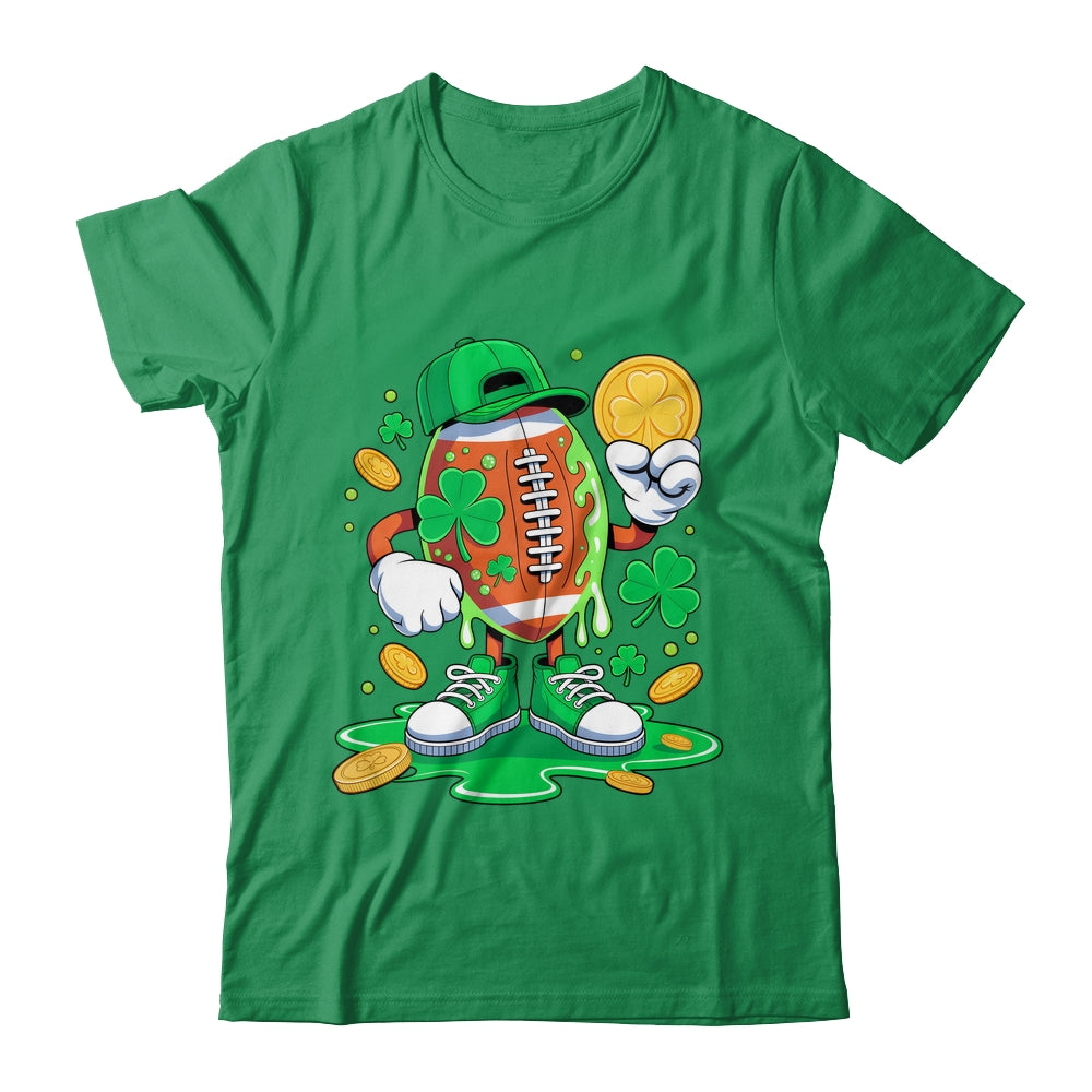 St Patricks Day Football Drip Shamrock Boys Men Sports Shirt & Hoodie | siriusteestore