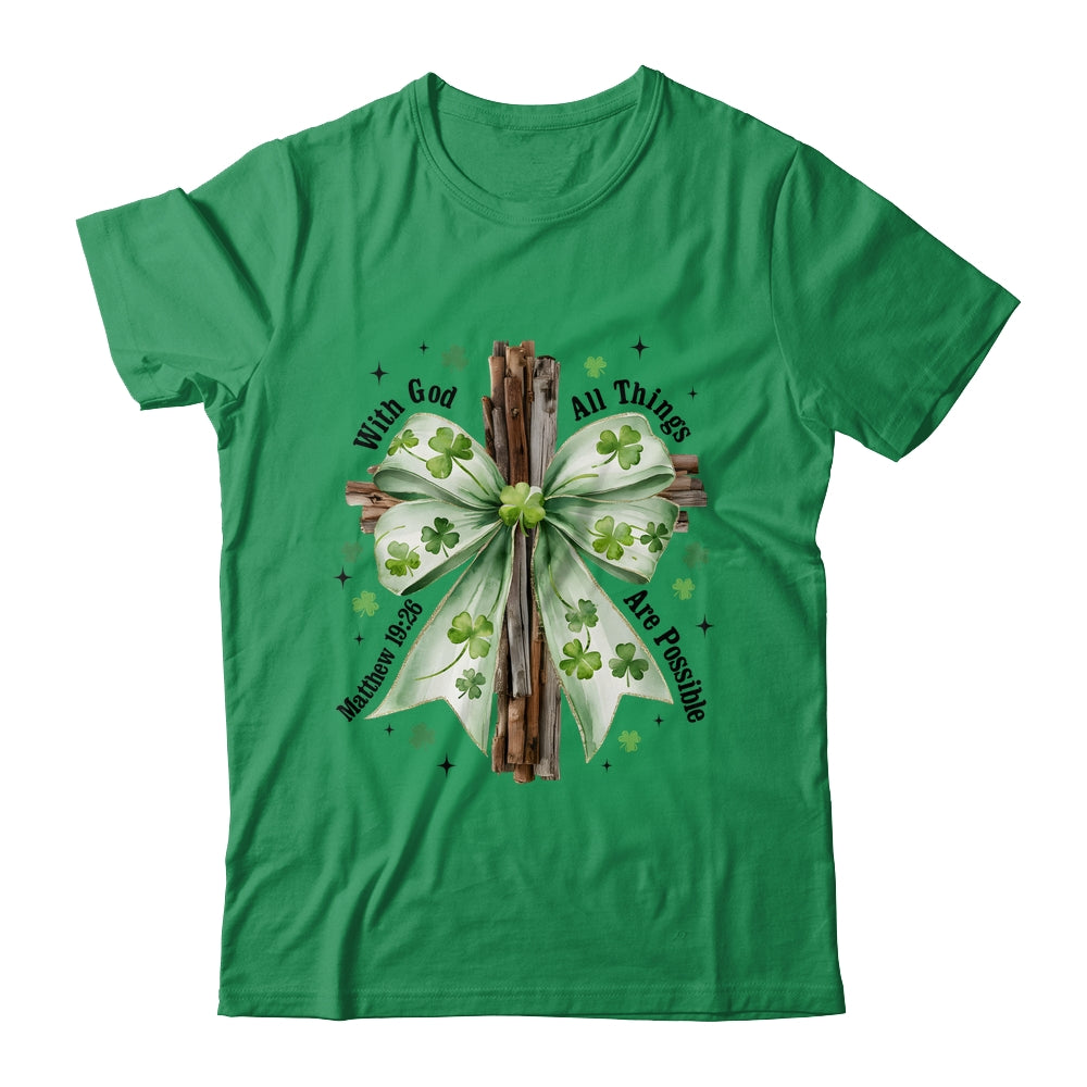 St Patricks Day God Christian Cross Coquette Bow Lucky Happy Shirt & Sweatshirt | siriusteestore