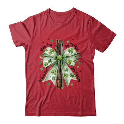 St Patricks Day God Christian Cross Coquette Bow Lucky Happy Shirt & Sweatshirt | siriusteestore