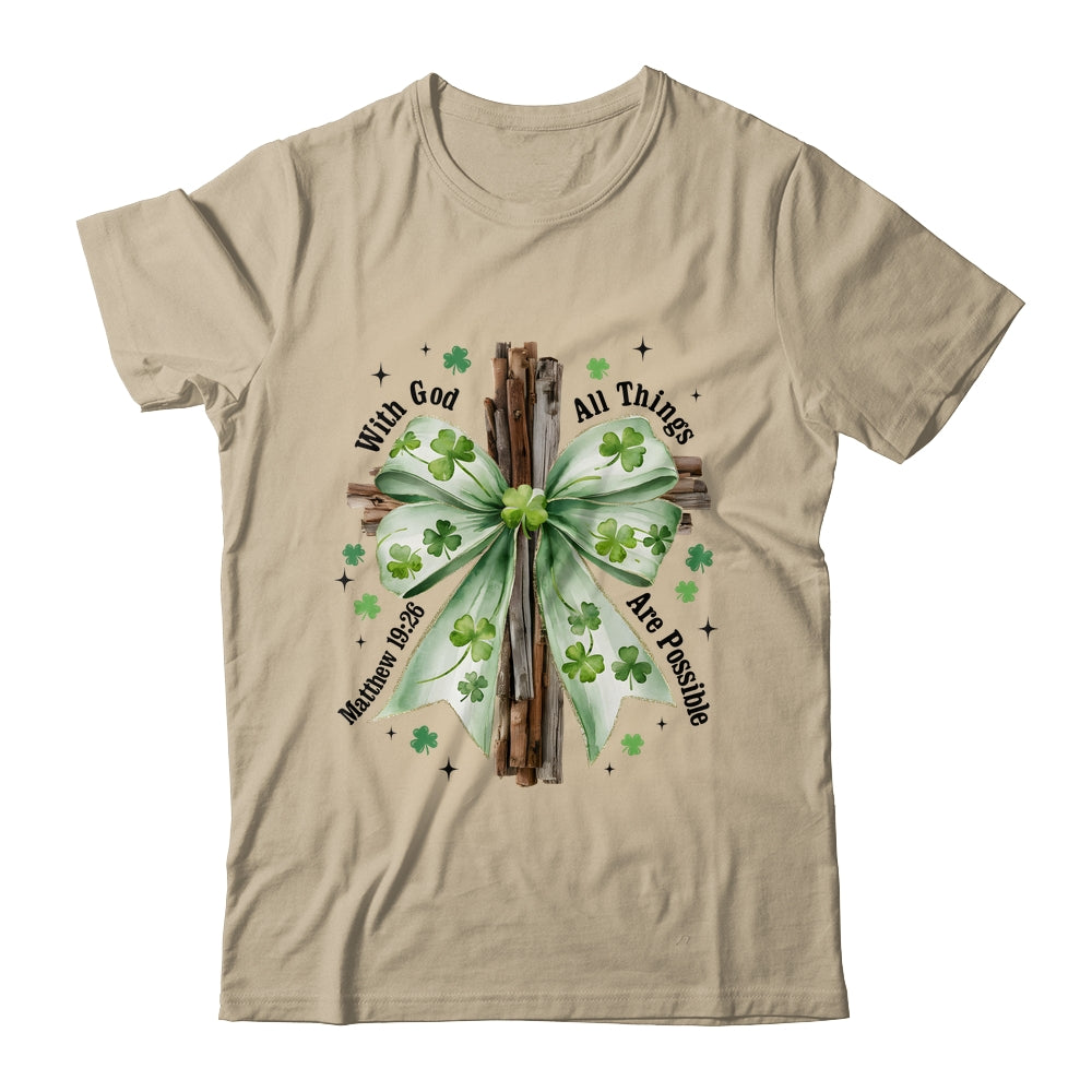 St Patricks Day God Christian Cross Coquette Bow Lucky Happy Shirt & Sweatshirt | siriusteestore