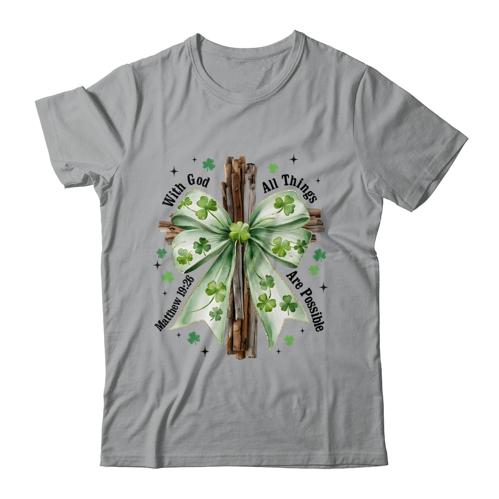St Patricks Day God Christian Cross Coquette Bow Lucky Happy Shirt & Sweatshirt | siriusteestore