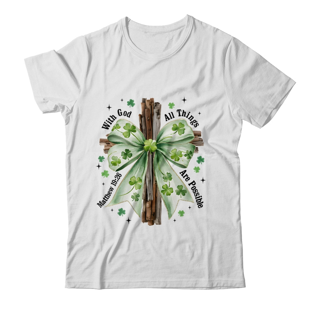 St Patricks Day God Christian Cross Coquette Bow Lucky Happy Shirt & Sweatshirt | siriusteestore