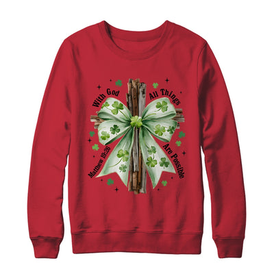 St Patricks Day God Christian Cross Coquette Bow Lucky Happy Shirt & Sweatshirt | siriusteestore