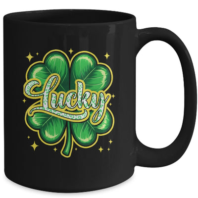 St Patricks Day Lucky Leopard Shamrock Blessed Vibes Mug | siriusteestore