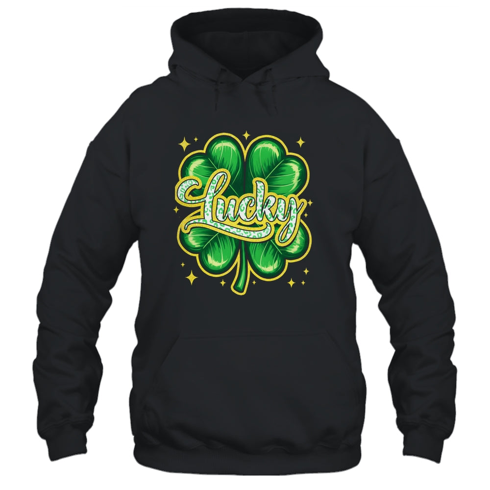 St Patricks Day Lucky Leopard Shamrock Blessed Vibes Shirt & Hoodie | siriusteestore