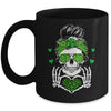 St Patricks Day Skull Messy Bun Saint Patricks Women Girl Mug | siriusteestore