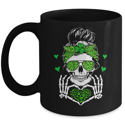 St Patricks Day Skull Messy Bun Saint Patricks Women Girl Mug | siriusteestore