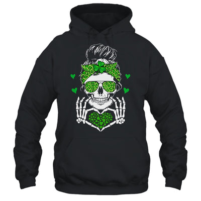 St Patricks Day Skull Messy Bun Saint Patricks Women Girl Shirt & Tank Top | siriusteestore