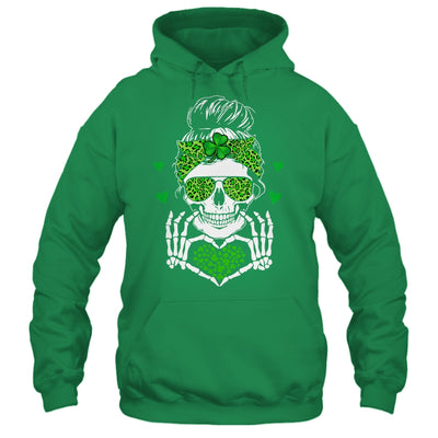 St Patricks Day Skull Messy Bun Saint Patricks Women Girl Shirt & Tank Top | siriusteestore