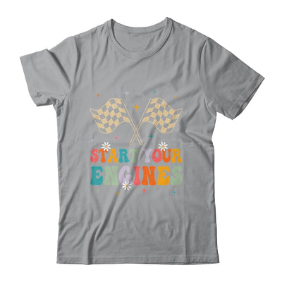 Start Your Engines Groovy Checkered Flag Retro Racing Race Shirt & Tank Top | siriusteestore