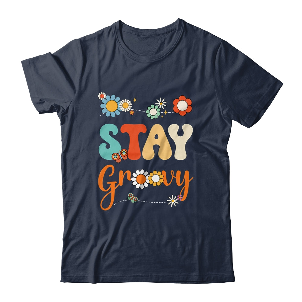 Stay Groovy Positive Mind Happy Life Retro Sunflower Hippie Shirt & Tank Top | siriusteestore