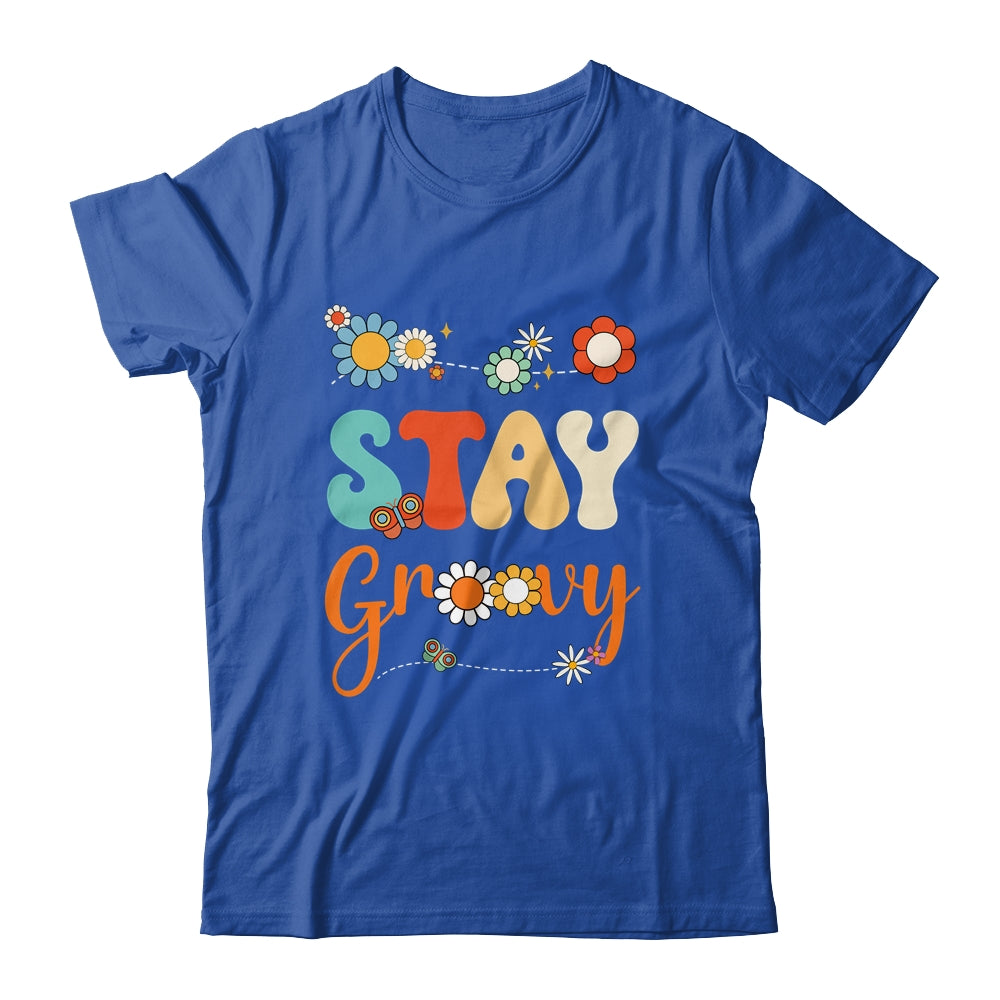 Stay Groovy Positive Mind Happy Life Retro Sunflower Hippie Shirt & Tank Top | siriusteestore