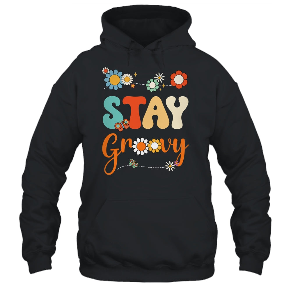 Stay Groovy Positive Mind Happy Life Retro Sunflower Hippie Shirt & Tank Top | siriusteestore