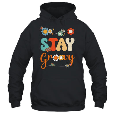 Stay Groovy Positive Mind Happy Life Retro Sunflower Hippie Shirt & Tank Top | siriusteestore