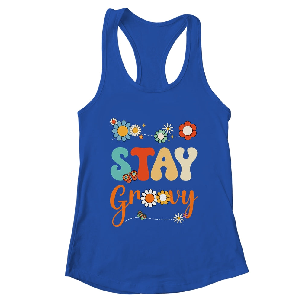 Stay Groovy Positive Mind Happy Life Retro Sunflower Hippie