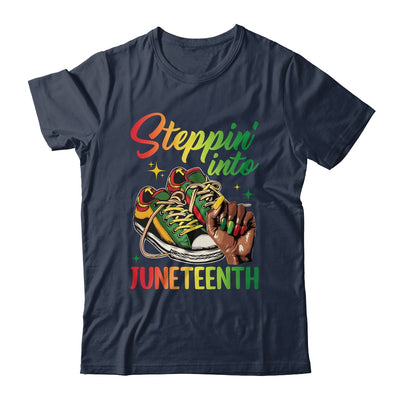 Stepping Into Juneteenth Afro Woman Black Girls Sneakers Shirt & Tank Top | siriusteestore