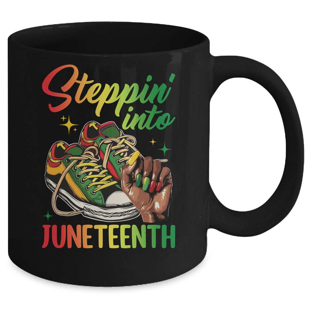 Stepping Into Juneteenth Afro Woman Black Girls Sneakers Mug | siriusteestore