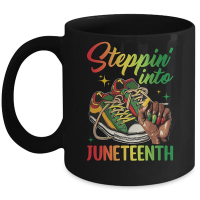 Stepping Into Juneteenth Afro Woman Black Girls Sneakers Mug | siriusteestore