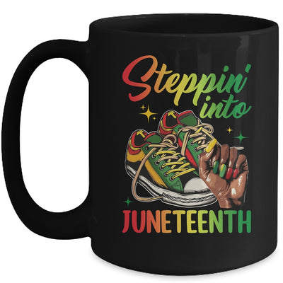 Stepping Into Juneteenth Afro Woman Black Girls Sneakers Mug | siriusteestore
