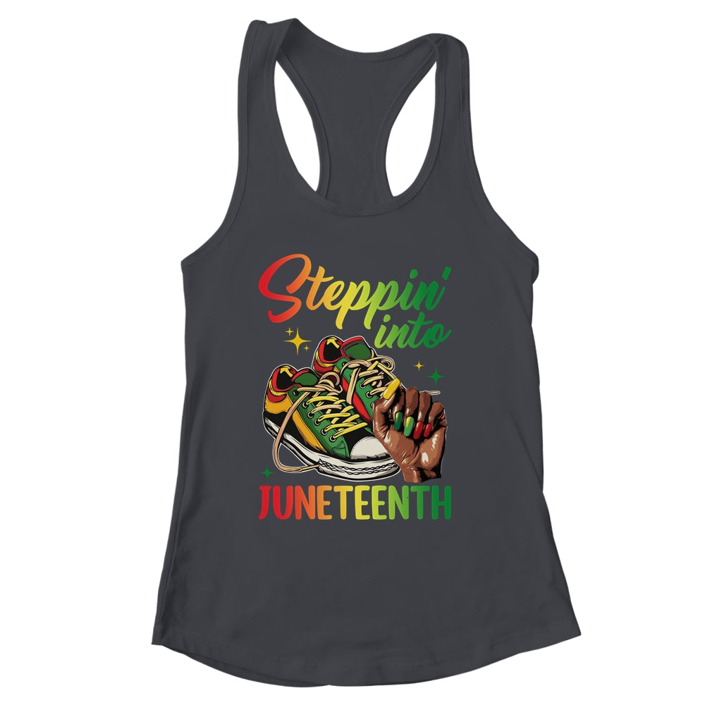 Stepping Into Juneteenth Afro Woman Black Girls Sneakers Shirt & Tank Top | siriusteestore