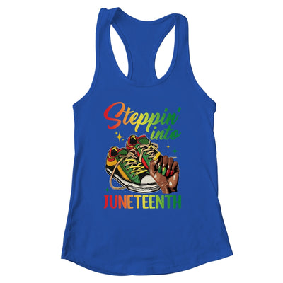 Stepping Into Juneteenth Afro Woman Black Girls Sneakers Shirt & Tank Top | siriusteestore