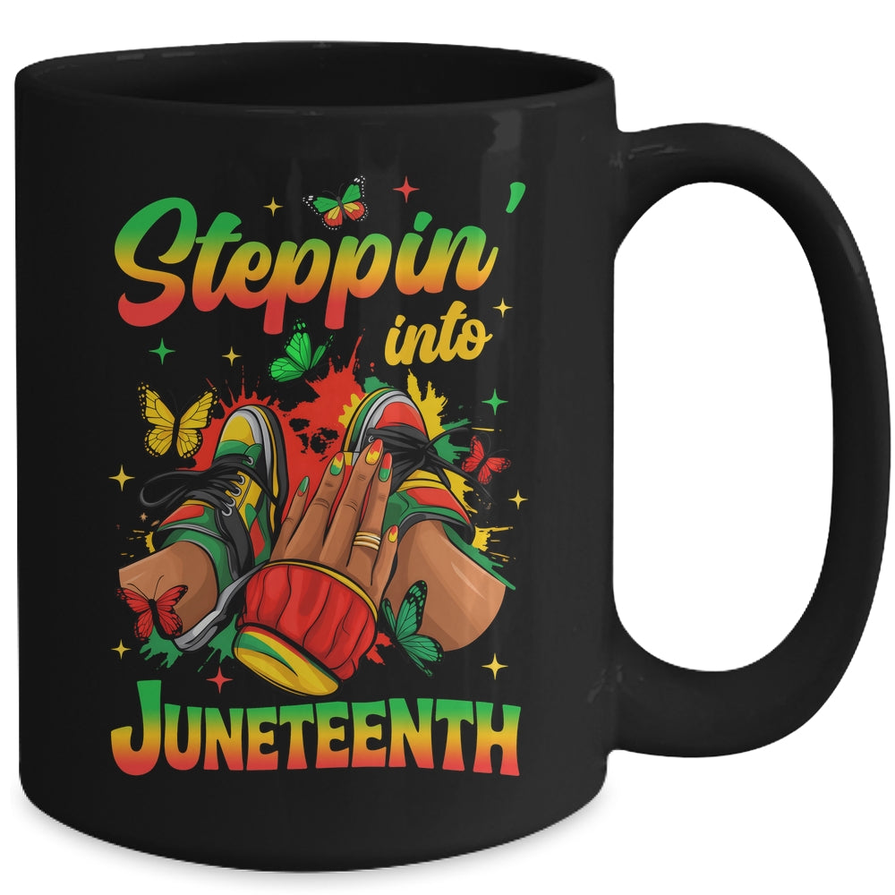 Stepping Into Juneteenth Afro Women Black Girls Sneakers Mug | siriusteestore