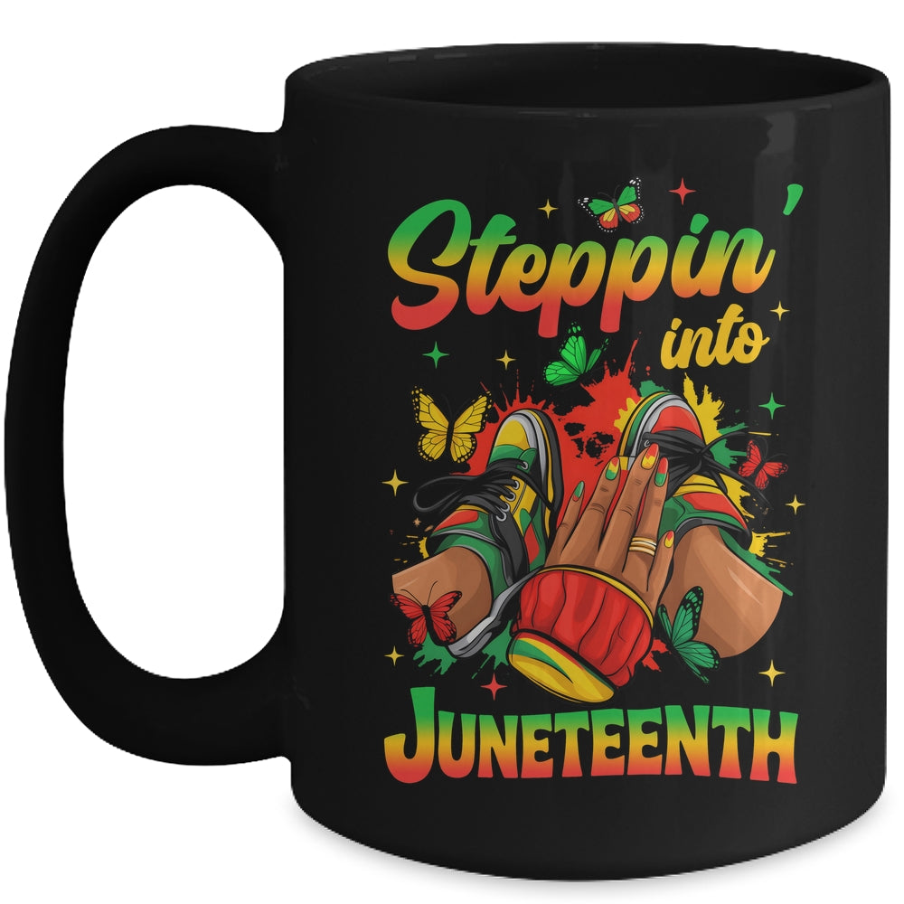 Stepping Into Juneteenth Afro Women Black Girls Sneakers Mug | siriusteestore