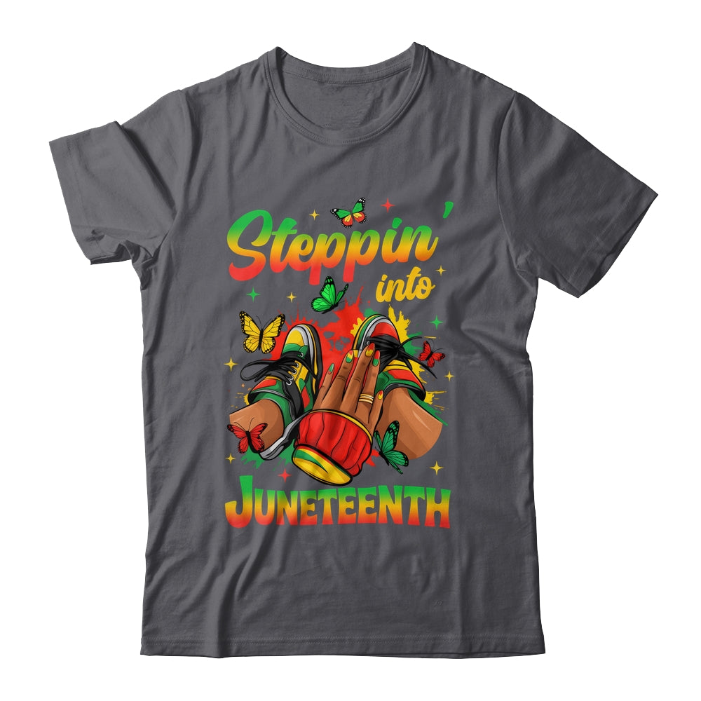 Stepping Into Juneteenth Afro Women Black Girls Sneakers Shirt & Tank Top | siriusteestore