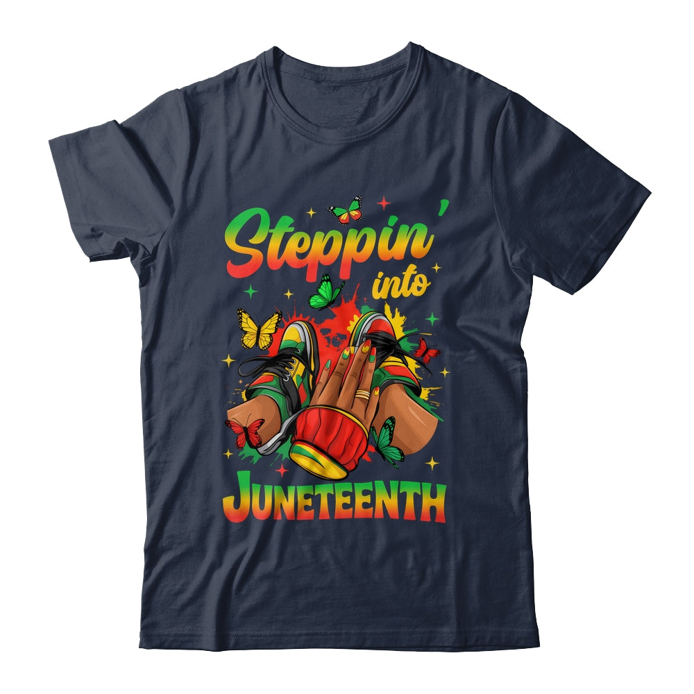 Stepping Into Juneteenth Afro Women Black Girls Sneakers Shirt & Tank Top | siriusteestore