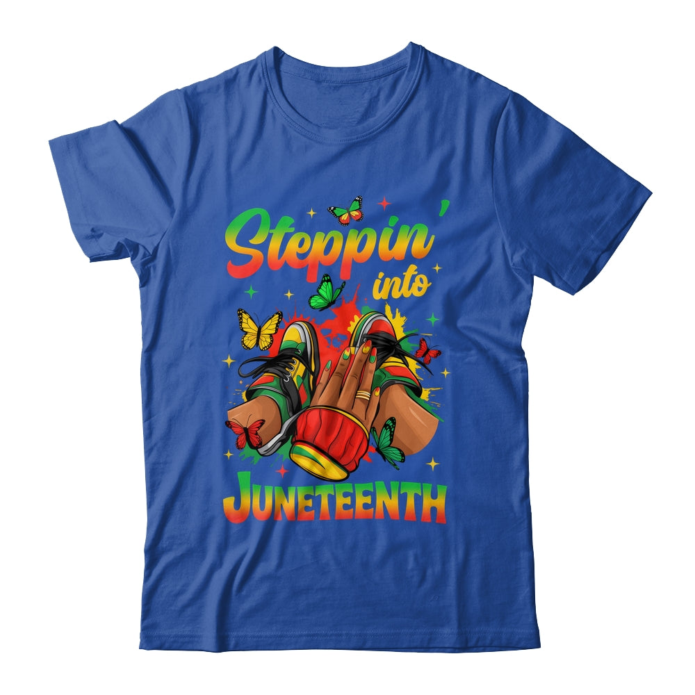 Stepping Into Juneteenth Afro Women Black Girls Sneakers Shirt & Tank Top | siriusteestore