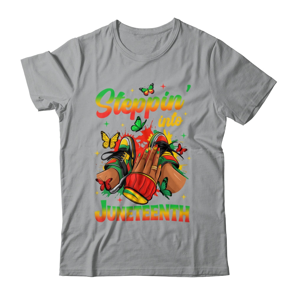 Stepping Into Juneteenth Afro Women Black Girls Sneakers Shirt & Tank Top | siriusteestore