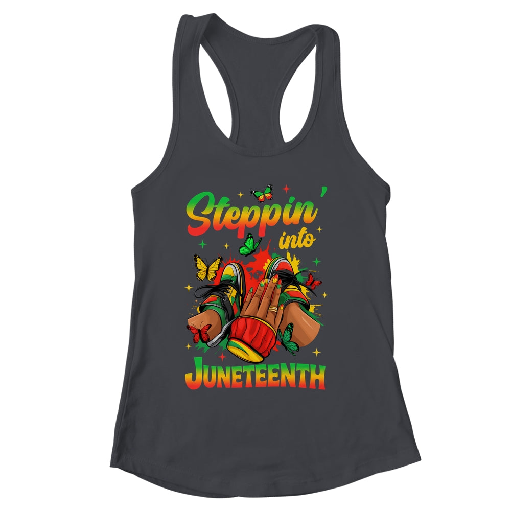 Stepping Into Juneteenth Afro Women Black Girls Sneakers Shirt & Tank Top | siriusteestore