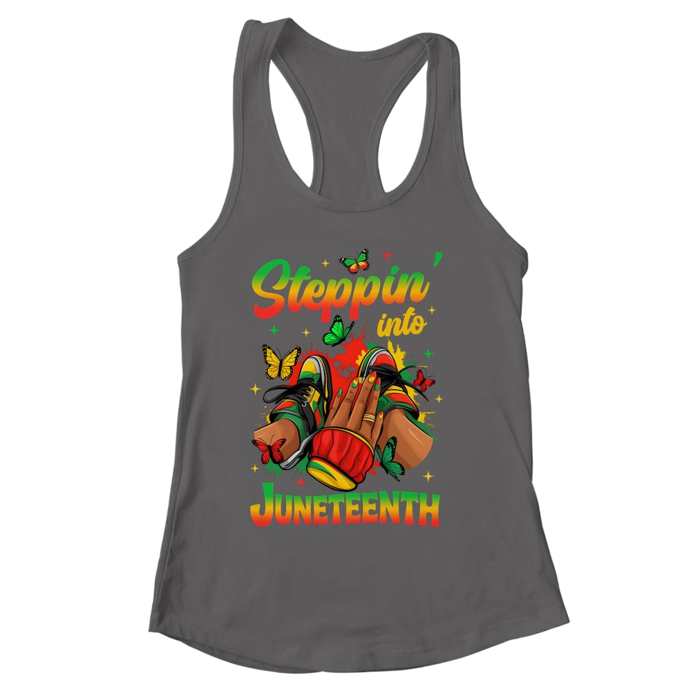 Stepping Into Juneteenth Afro Women Black Girls Sneakers Shirt & Tank Top | siriusteestore