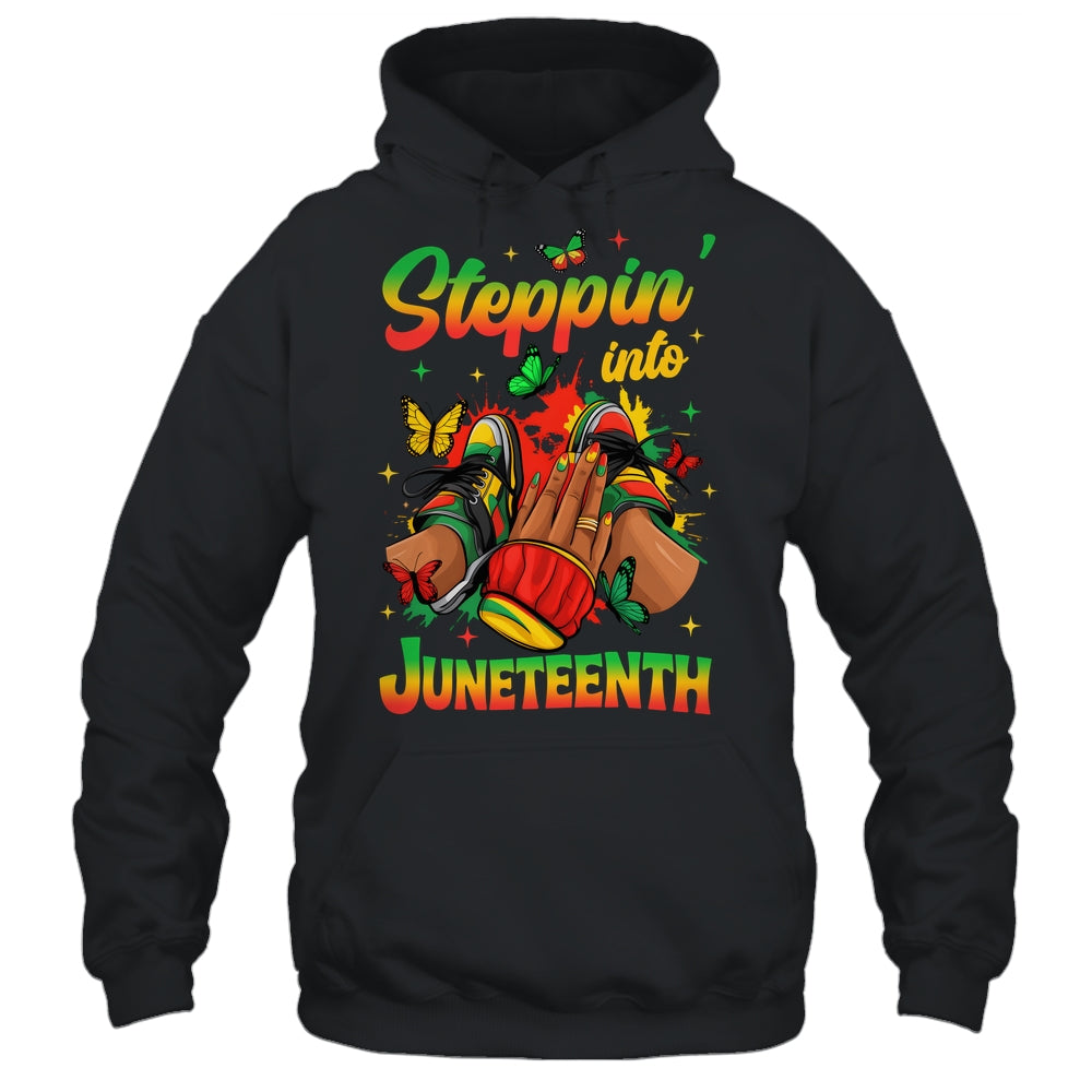 Stepping Into Juneteenth Afro Women Black Girls Sneakers Shirt & Tank Top | siriusteestore