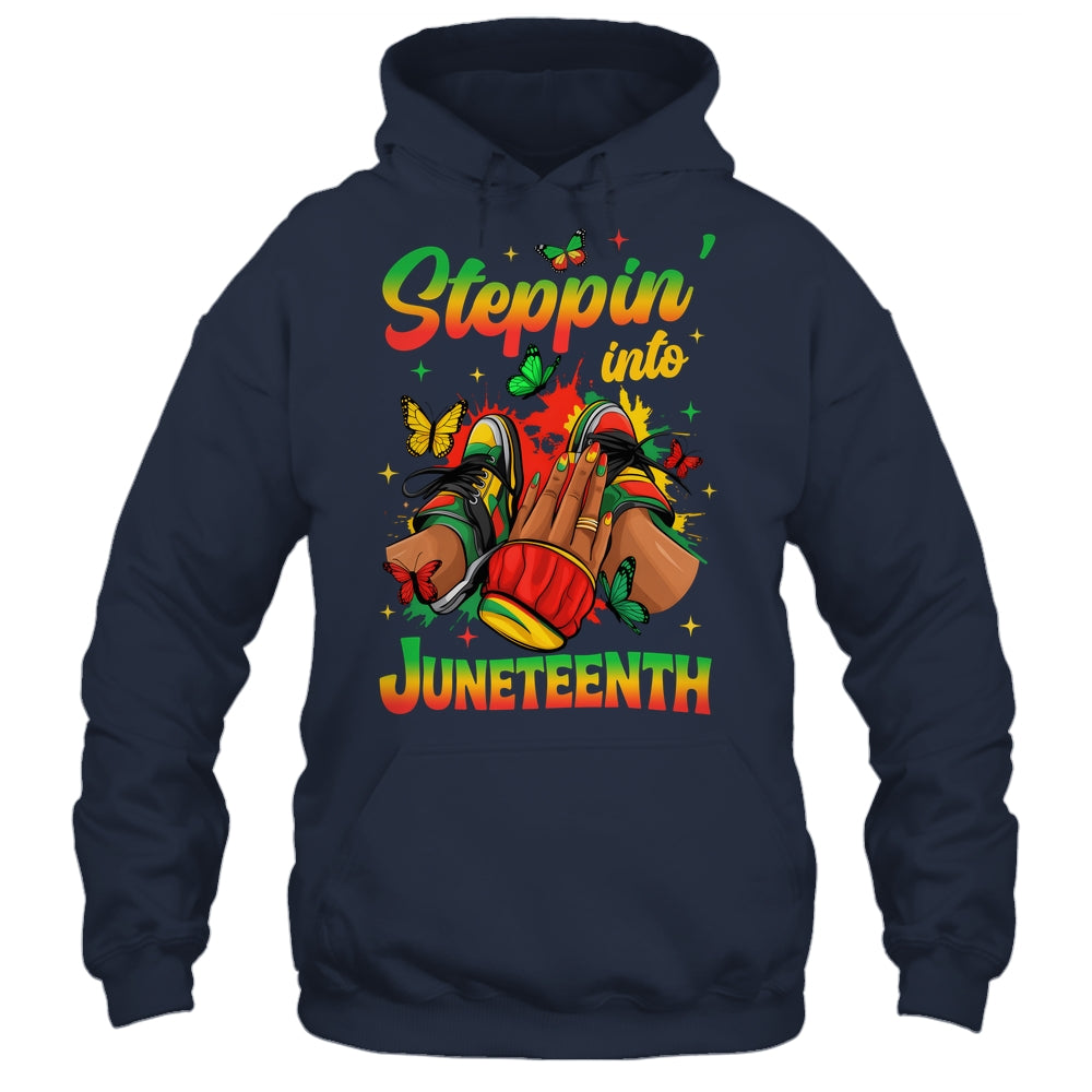 Stepping Into Juneteenth Afro Women Black Girls Sneakers Shirt & Tank Top | siriusteestore