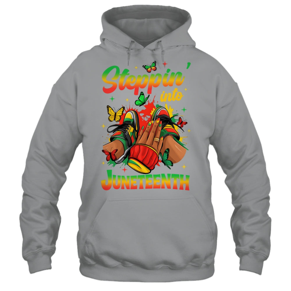 Stepping Into Juneteenth Afro Women Black Girls Sneakers Shirt & Tank Top | siriusteestore
