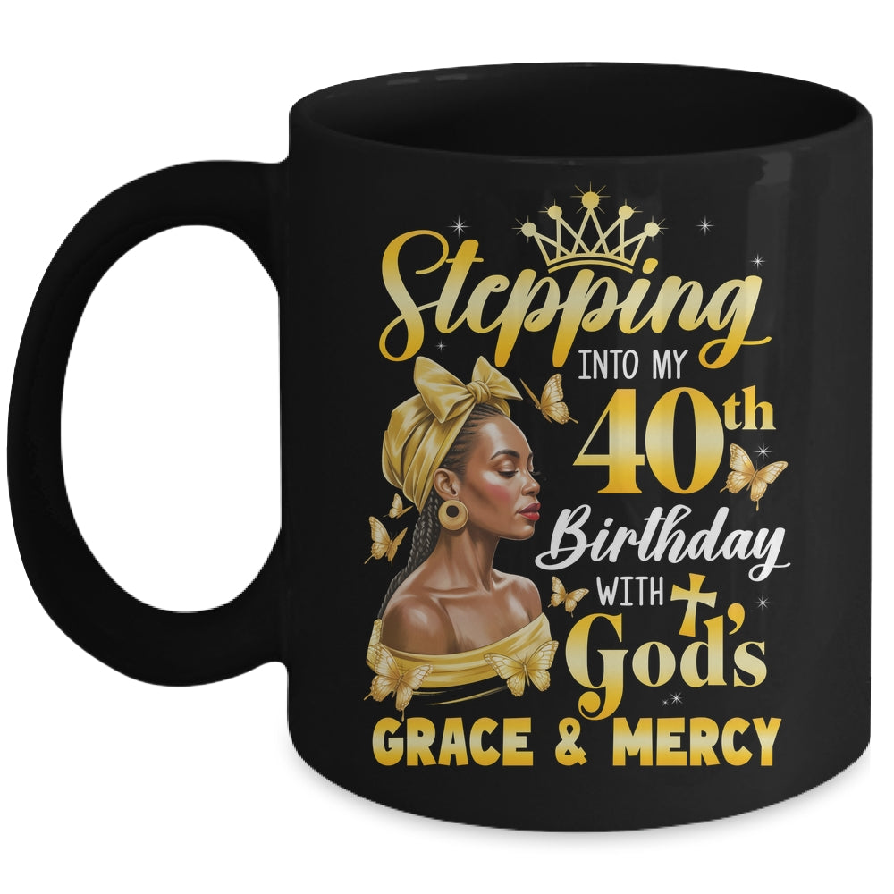 Stepping Into My 40th Birthday Afro Woman Religious Birthday Mug | siriusteestore