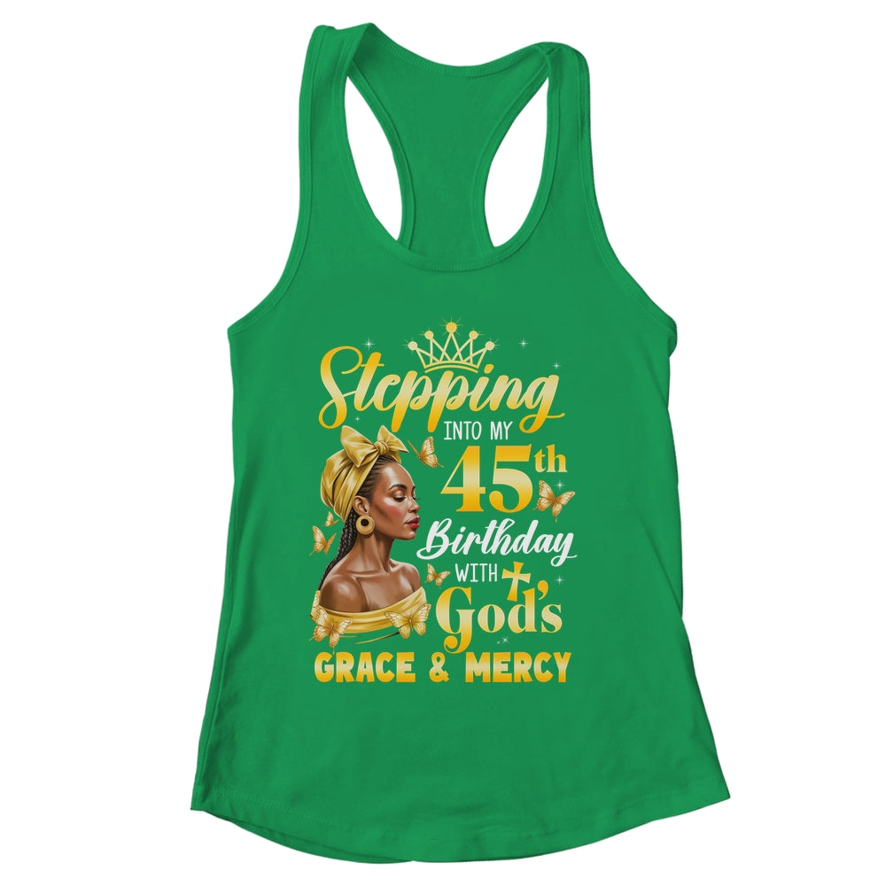 Stepping Into My 45th Birthday Afro Woman Religious Birthday Shirt & Tank Top | siriusteestore