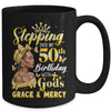 Stepping Into My 50th Birthday Afro Woman Religious Birthday Mug | siriusteestore