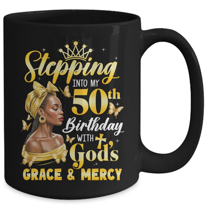 Stepping Into My 50th Birthday Afro Woman Religious Birthday Mug | siriusteestore