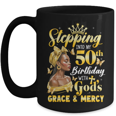 Stepping Into My 50th Birthday Afro Woman Religious Birthday Mug | siriusteestore