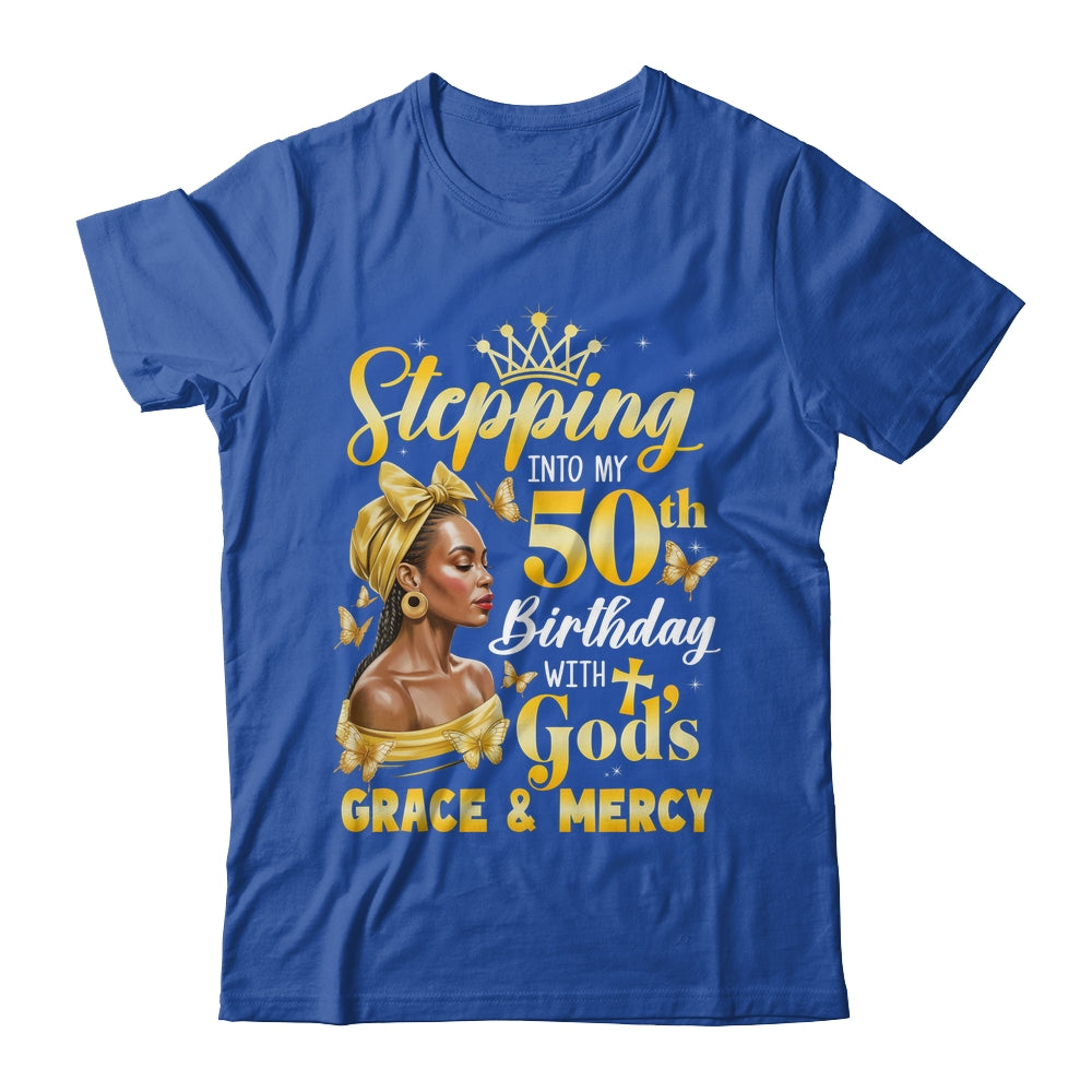 Stepping Into My 50th Birthday Afro Woman Religious Birthday Shirt & Tank Top | siriusteestore