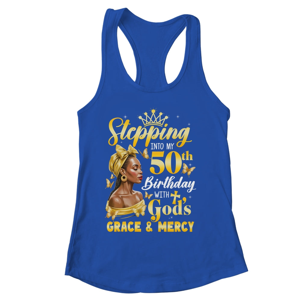 Stepping Into My 50th Birthday Afro Woman Religious Birthday Shirt & Tank Top | siriusteestore