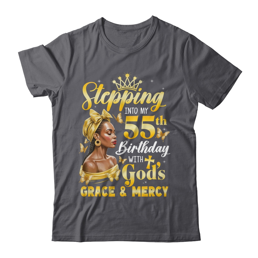 Stepping Into My 55th Birthday Afro Woman Religious Birthday Shirt & Tank Top | siriusteestore